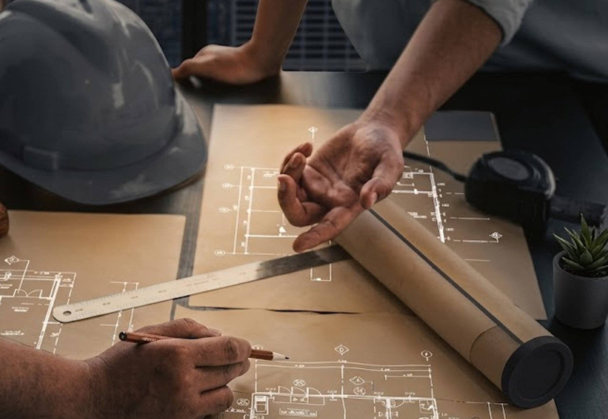 Contractor planning home renovation work